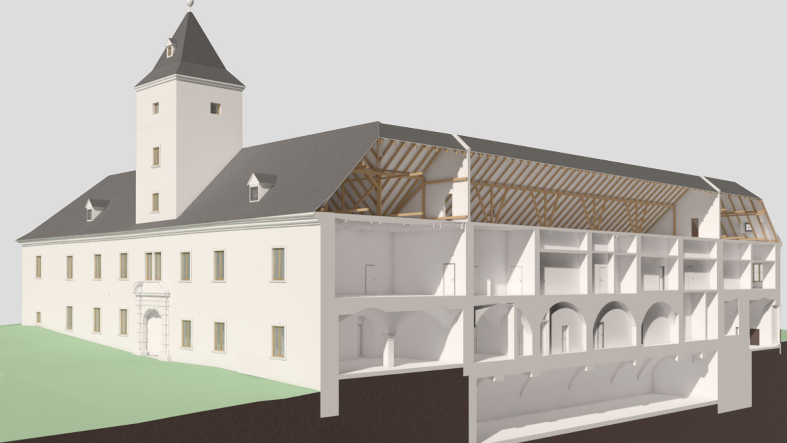 Schnitt eines 3D-Modells von Schloss Walkenstein auf Grundlage von 3D-Vermessungsdaten